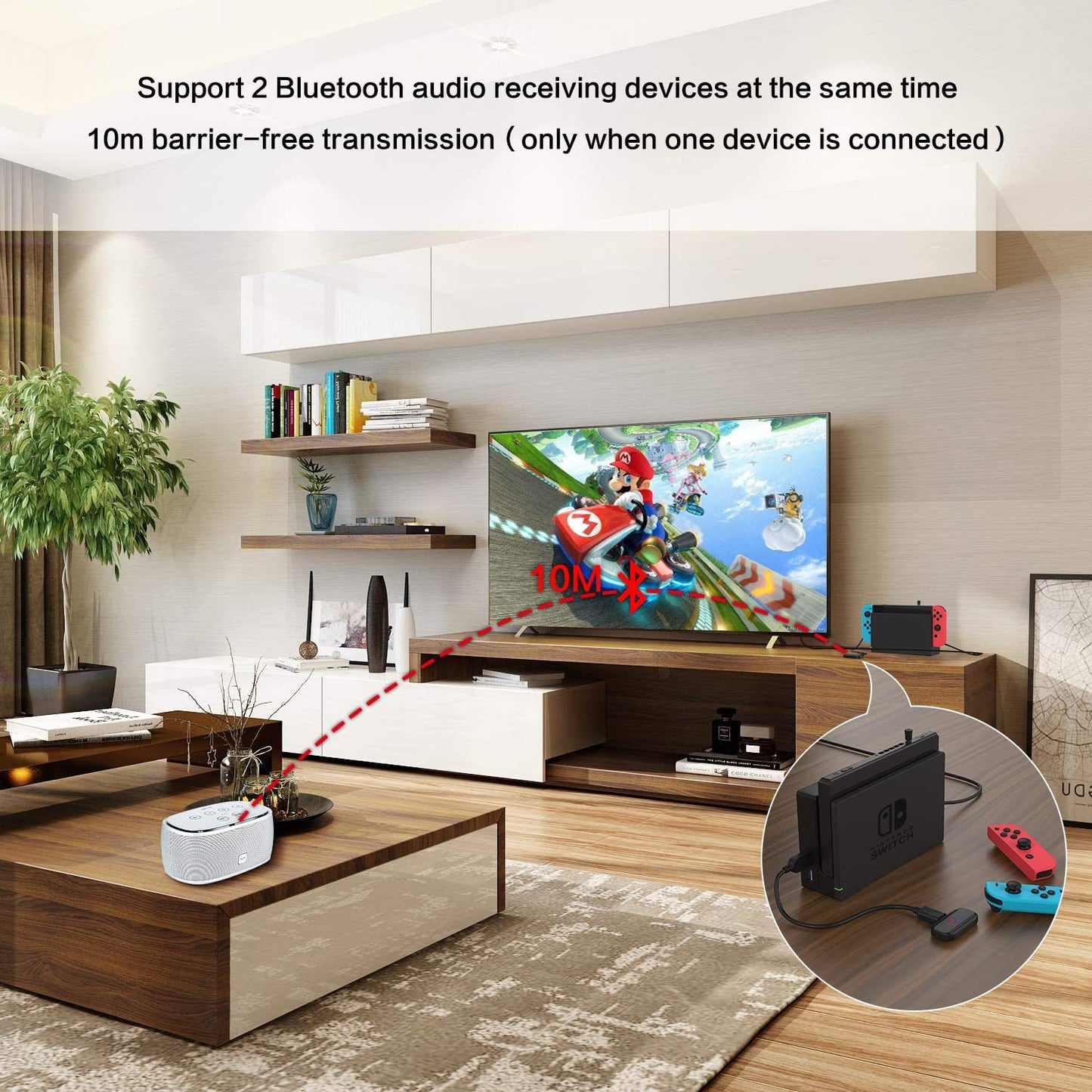 Roll over image to zoom in Bluetooth Adapter for Nintendo Switch/Lite Audio Bluetooth Transmitter Receiver Wireless Bluetooth Audio Adapter Headphone Speaker Transmitter
